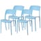 Fabulaxe Modern Plastic Outdoor Dining Chair with Open Curved Back, Blue, PK 4 QI004227.BL.4 - alternate 1